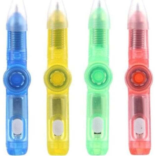 Gifts cheap plastic Mini Colorful Flash Gyro Rotated luminous LED Light Pen creative multi function children hand spinner fidget