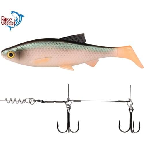 New 1PCS 40g/84g Lifelike 3D Soft Fishing Bait With T-Style Paddle Tail + Double VMC Hooks With Connector Fishing Rig Kits Set