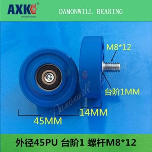 Rubber wheel 8*45*14PU polyurethane guide wheel 608 4PCS 8X45X14MM with screw bearing wheel nylon wheel bearing pulley roller