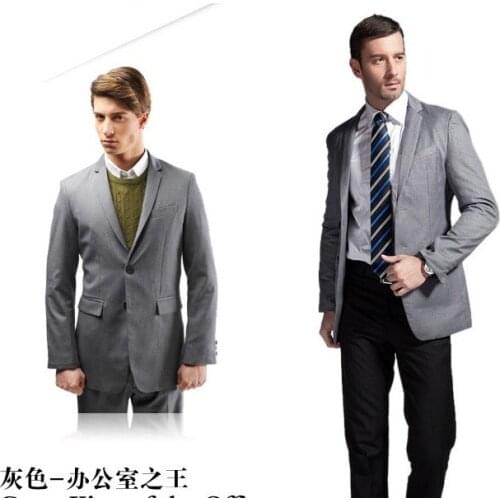 Wool mens Slim Korean married black authentic suits men West