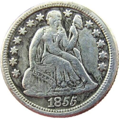 US 1855 P/S Liberty Seated Dime Silver Plated Copy Coin