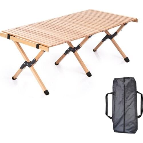 Outdoor egg roll table portable folding table camping home self-driving tour solid 120cm wood beech barbecue picnic table OME