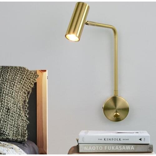 LED Wall Lights With Switch 7W Modern Minimalist Indoor Wall Lamps Aisle Beside Room Lighting Adjustable angle Golden Art Sconce