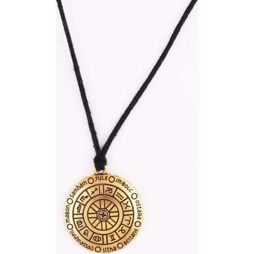 Rope Chain ZODIAC Pattern Strange Traditional Rune Amulet Antique Gold Zinc Alloy Provide Dropshipping