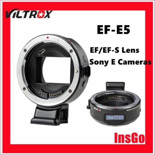 Viltrox EF-E5 Autofocus Smart Lens Adapter OLED Display Full Frame for Canon EOS EF EF-S Lens to Sony E Mount Camera A9 A7II
