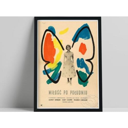 Vintage Polish Movie Poster, Love In The Afternoon Fans Collect Art Prints, Audrey Hepburn Role Elegant Goddess Home Wall Decor