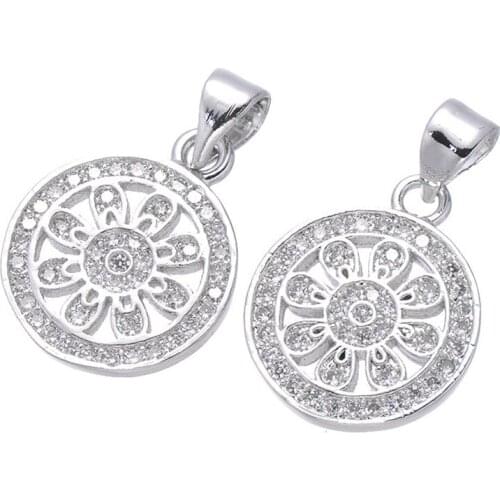 Jewelry Findings 16*13mm Micro Pave Hollow Flower Charms For Necklaces & Bracelets Diy Shining Zircon Connectors Bijoux CHF468