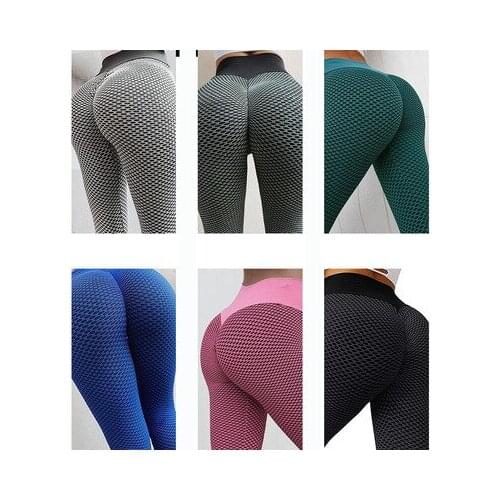 Womens Sports Pants Yoga Leggings For Fitness Gym Clothing High Waist Seamless Knit Honeycomb Hip Lift Leggings Tights Women