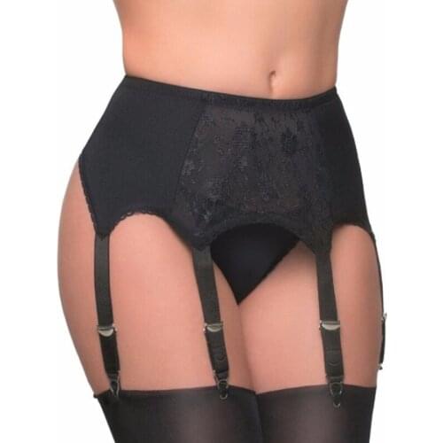 Black White Sexy Garter Belt Women Suspender Belt Lace Embroidery Exotic Lingerie Garters for Stockings Pantyhose