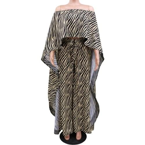 2 Piece Womens Sets Africa Women Winter Handmade Striped Letters Pattern Long Sleeve Pullover Tops Trousers 2pcs Clothing Sets