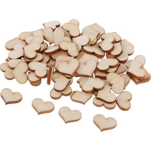 100Pcs Wood Heart Cutouts Wood Heart Slices Embellishments Ornaments for Wedding, Valentine, DIY Supplies, 0.63 x 0.59inch