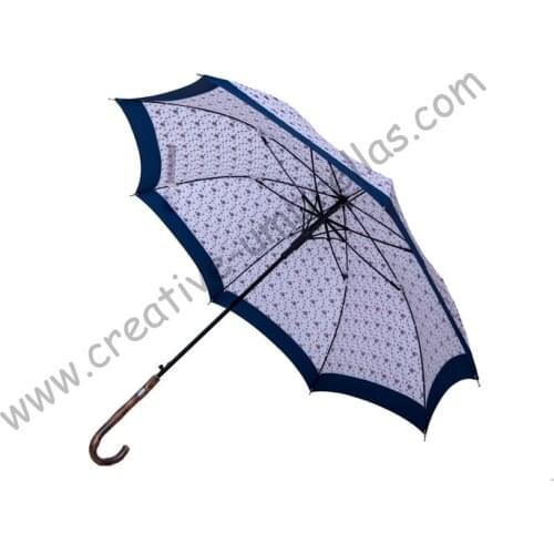 3pcs/lot)Straight rattan umbrellas,210T pongee printed stars design,auto open,70T alloy shaft for cane parasol,rattan handle