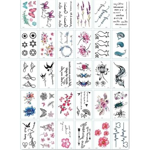 30PCS lovly desgin Fashion Women Girl boys Temporary Tattoo Sticker Full Flower Arm Body Art Big Large Fake Tattoo Sticker