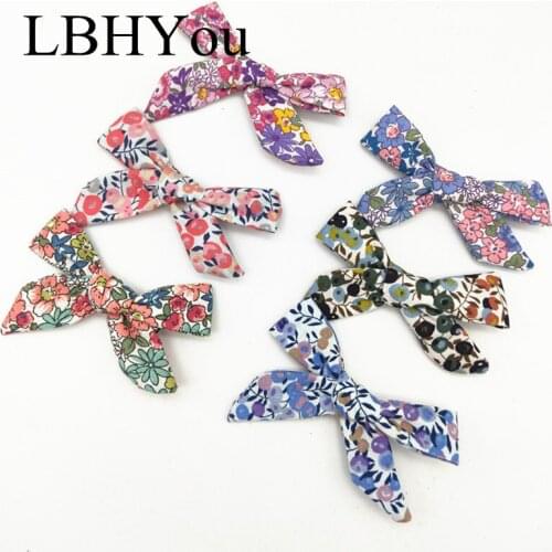 6pcs/lot Sweet Girls Summer Cotton Prints Bows Hairpins 8.5*5.5cm Kids School Gilrs Butterfly Bowknot Hair Clips Hair Accessory