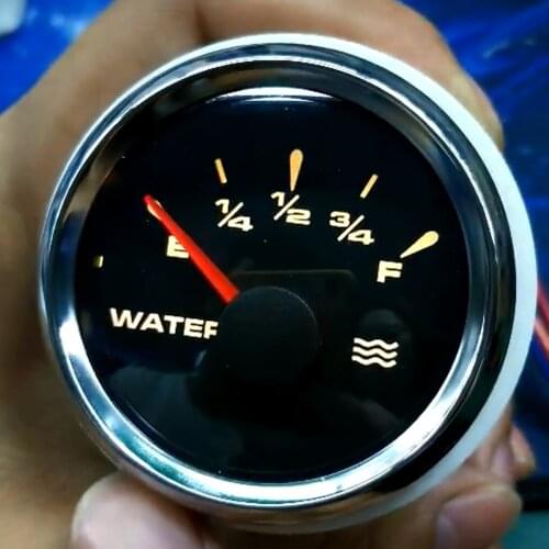 9-32V 52mm Black Dial Boat Marine Electric 0-190Ω Water Level Gauge with Colorful Backlight