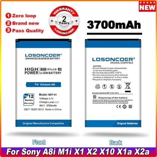 LOSONCOER 3700mAh BST-41 Mobile Phone Battery For Sony Ericsson Xperia PLAY R800 R800i A8i M1i X1 X2 X2i X10 X10i / Play Z1i