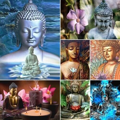 5D DIY Diamond Painting Religious Buddha Cross Stitch Kit Full Drill Square Embroidery Mosaic Art Picture Rhinestones Home Decor
