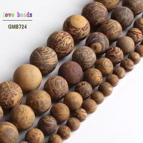 Natural Matte Gold Silk Jaspers Round Loose Beads for Jewelry Making Bracelet 15 inches 4/6/8/10mm Diy Jewelry
