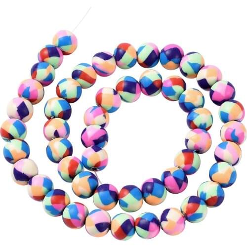 44pcs/strand Polymer Clay Bead Strands Handmade Round Spacer Beads for DIY Jewelry Making Necklaces Bracelets Earring