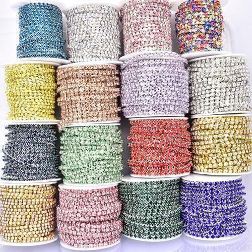 1 Roll 10Meter Crystal Rhinestone Close Chain Shiny Glass Trim Sewing Clothes Craft Diy Decoration Cup Chain Beauty Accessories