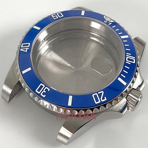 316L stainless steel case sapphire glass blue ceramic frame luminous 40mm mens case suitable for Miyota 8215 ETA 2813 movement