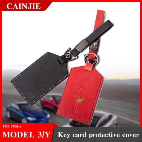 2021 Card Cover Keychain Holder Keychain For Tesla Model 3 Y S X Accessories Card Key Set Holder Case Key Bag Clip Three