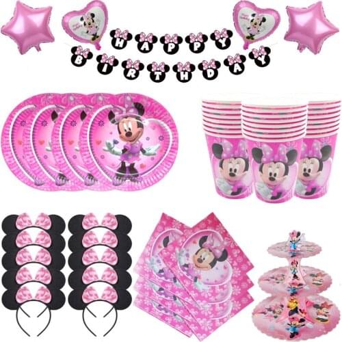 Disney Minnie Mouse birthday party decorations baby girl birthday Disposable tableware or balloon set Scenes Collection decor