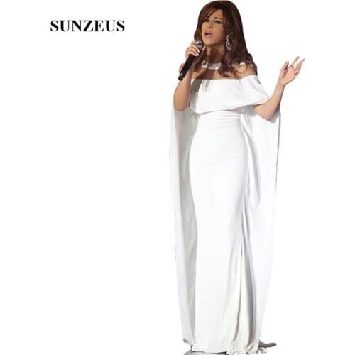 Elegant Ivory Long Evening Dresses Arabic Women Cap Sleeves Formal Gowns Simple Celebrity Party Gowns