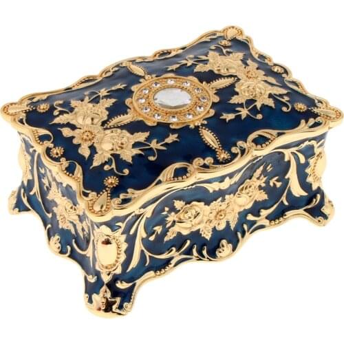 Enamel Alloy Vintage Flower Jewelry Box Gift Trinkets Case Jewellery Storage