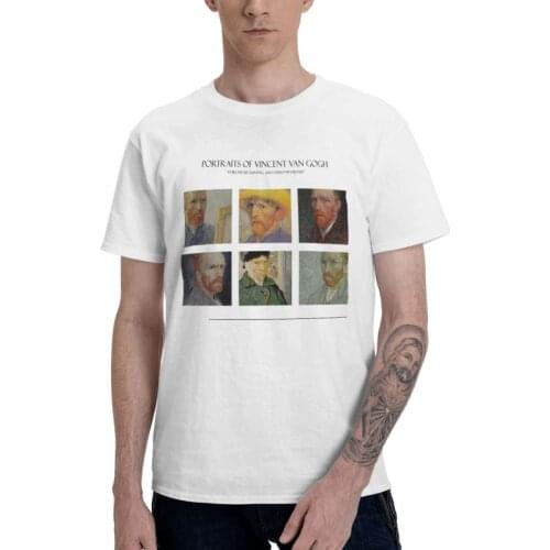 Vincent Van Gogh Self Portraits T-shirt Mens T Shirt Short Sleeve 100% Cotton Art Lover Famous Paintings Tshirt Urban Tee
