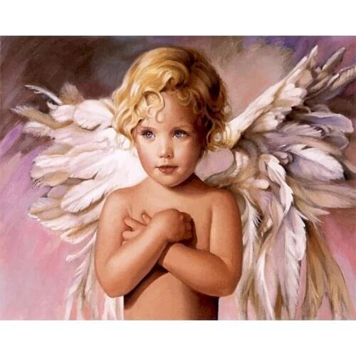 GATYZTORY 40x50cm Frame Painting By Numbers Kits For Adults Children Baby Angel Figure Oil Paint HandPainted Photo Canvas Wall A