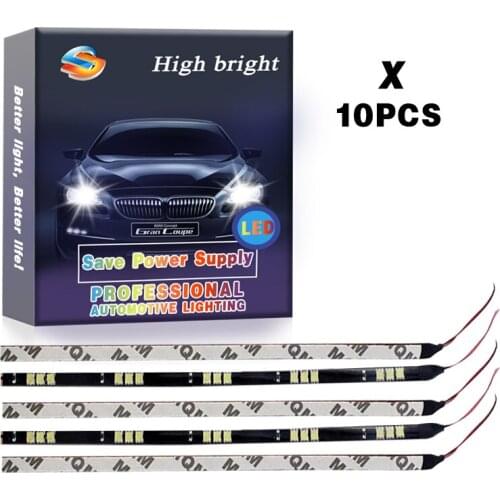 10PCS White 30CM 5050 12/15SMD DC12V Flexible Waterproof LED Strip Light For Car Interior Exterior Decoration Day Running Light