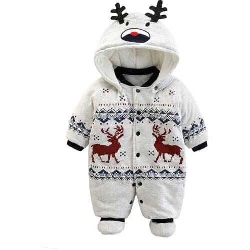 2017 New Baby Rompers Winter Thick Warm Baby boy Clothing Long Sleeve Hooded Jumpsuit Kids Newborn Outwear for 0-12M
