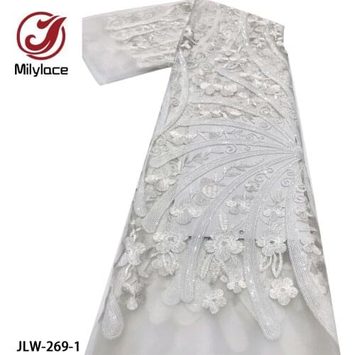 Latest African Lace Fabric 2021 French Lace Fabric Nigerian Tulle Lace Fabric for Wedding Party Dress JLW-269