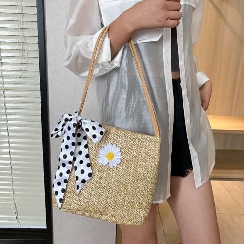 2021 NEW White Womens Small Braided Handbags Shoulder Bag Fashion Beach Summer Evening Female Woven Straw Shopper Bags