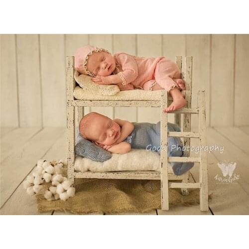 Newborn photography props new retro hundred days solid wood old antique twins baby bed props