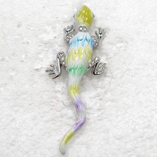 Rhinestone Enamel Clear brooch Gecko Pin brooches C720 A