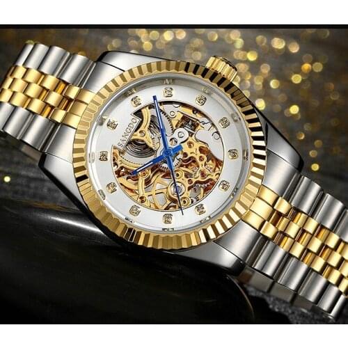 38mm Sangdo Luxury watchesho llow out Automatic Self-Wind movement Mechanical Wristwatches Mens watch SD046