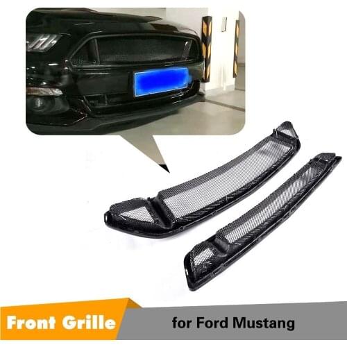 Carbon Fiber 2pcs Mesh Grille for 2015-2016 Ford Mustang Base Coupe 2-Door Front Bumper grills