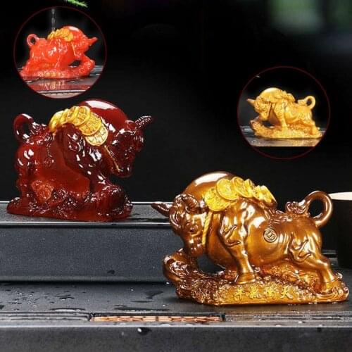 1pcs Resin Cattle Figurine Ornament Tea Pet Tea Table Accessories Tea Set Decoration