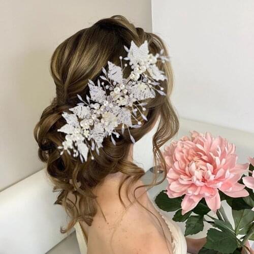 ZMHP249 Silver Beaded Bridal Hair Vine Wedding Hair Accessories Bride Crystal Headbands for hair woman Pearl Hairpiece Tiara