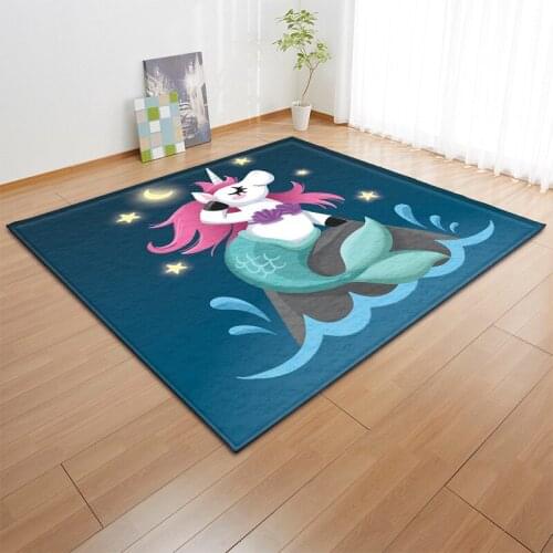Mermaid 3D Printing Carpets For Living Room Bedroom Decor Large Carpet Soft Flannel Kids Mats Play Baby Room Rugs Antiskid Crawl