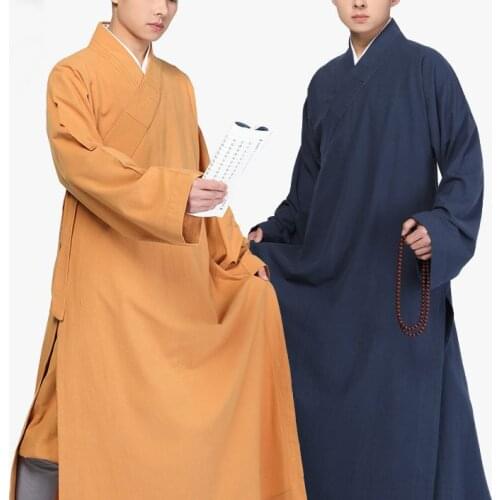 Unisex 100% cotton Buddhist monks Shaolin uniforms kung fu monk clothing costumes zen lay meditation Gown suits black/red/blue