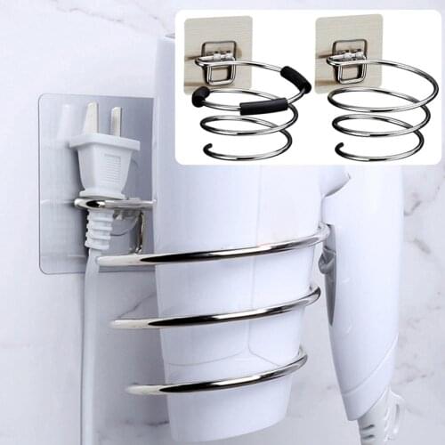 High Quality Wall Mounted Stainless Steel Spiral Blower Stand Bathroom Hair Dryer Holder Rack Wall Holder Shelf Storage Rack