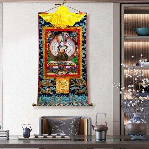 High grade Buddhism Thangka HOME altar WALL Decor ART silk Gdugs Kar White umbrella Buddha Thang-ga painting Buddhist large