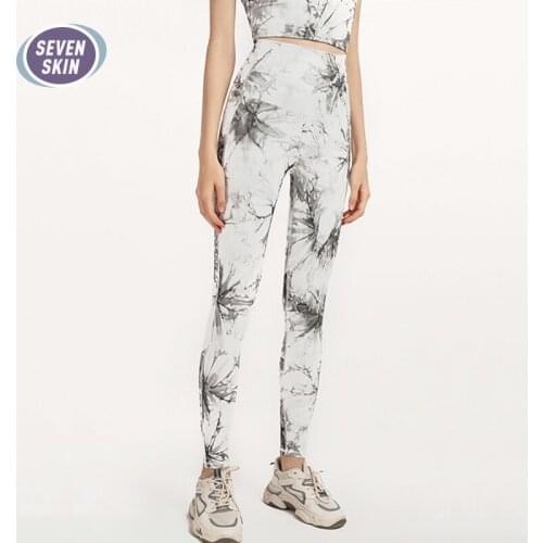 SEVEN SKIN Seamless Yoga Leggings with Pockets Women Tie Dye Gym Running Sport Pants Female High Waisted Workout Fitness Tights