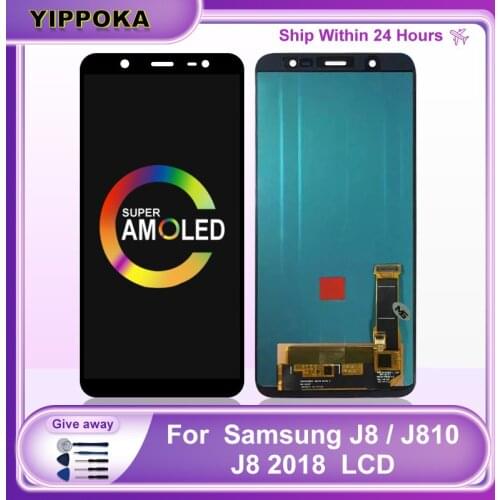 Super AMOLED For Samsung Galaxy J800FN J800 J810F J810Y LCD Touch Screen Digitizer Display Replacement Parts J810 J8 2018 LCD