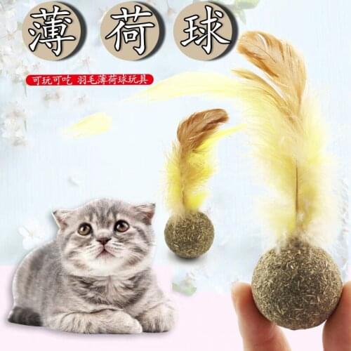 1pc Catnip Toys Soft Feather Cat Toy Ball Treats Interactive Kitten Toys gato katten speelgoed