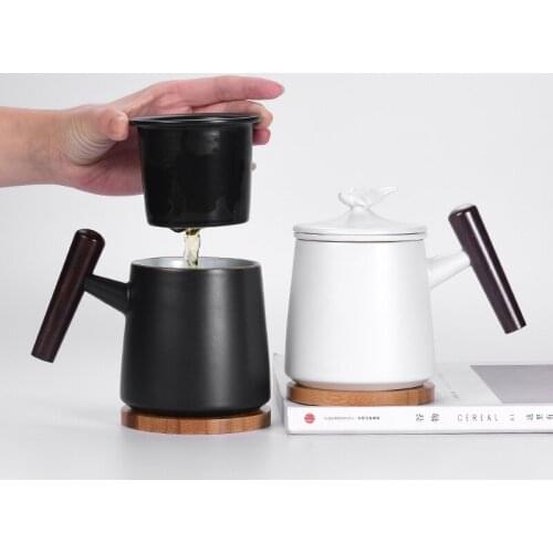 1PC Office Tea Mug With Lid Ceramic Filter Cup Office Liner Simple Bottle For Water Coffee Travel Mug Cup