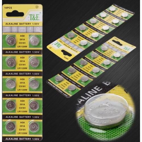 10PCS Watch Battery AG8 1.55V Li-ion Button Coin Cell Batteries LR1120 391 SR1120 191 LR55 Toys Remote Camera CPU